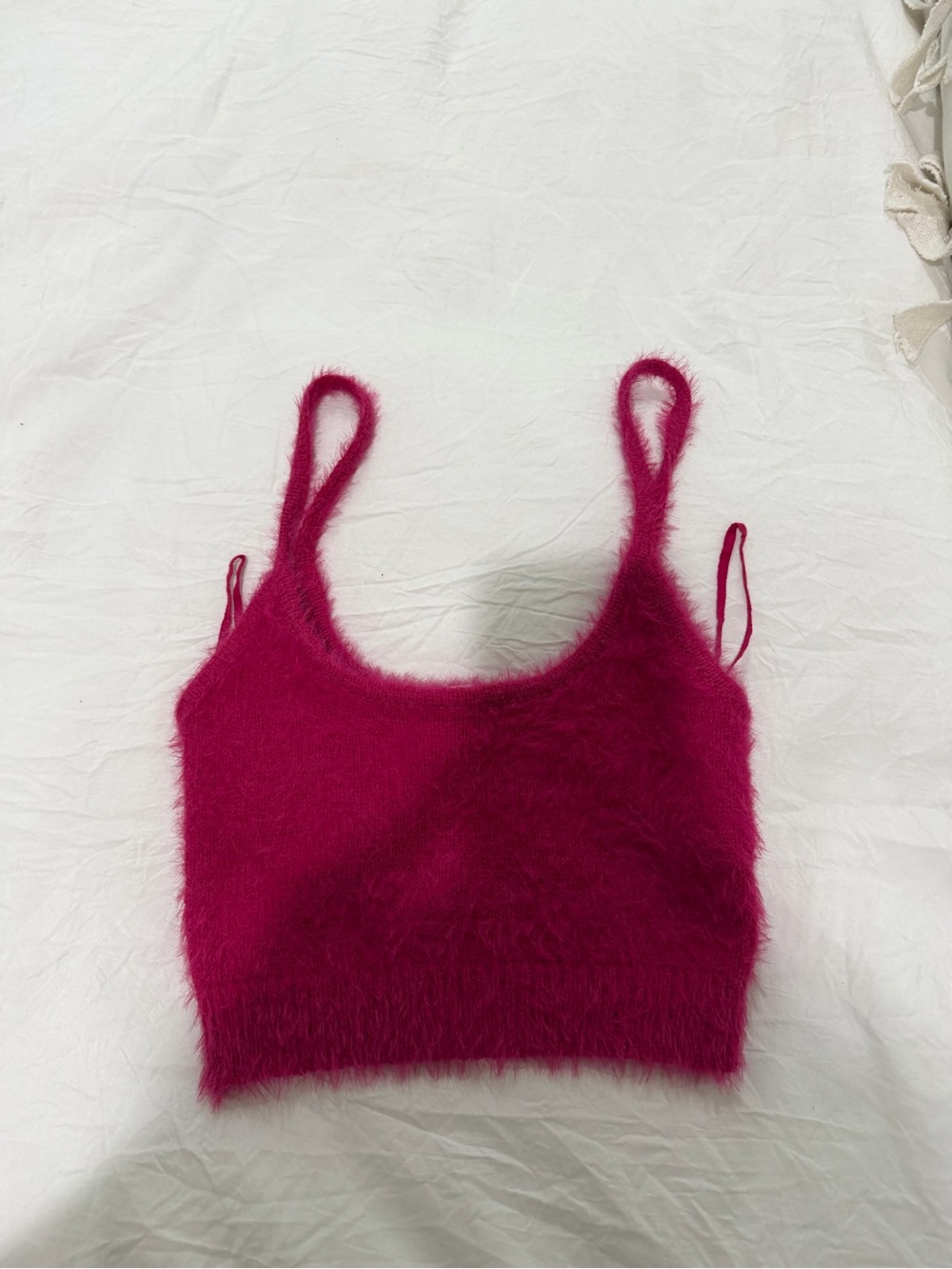 Garage Hot Pink Fuzzy Cropped Tank - Picture 3 of 4